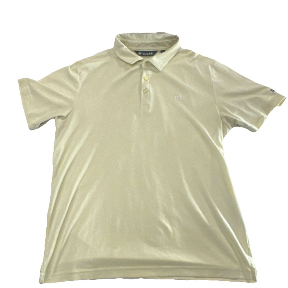 Travis Mathew Beige Golf Polo Shirt L Short Sleeve Orange County National Logo